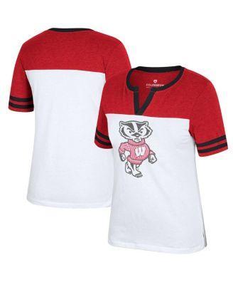 Womens Colosseum /Heather Red Wisconsin Badgers Frost Yourself Notch Neck T-Shirt Product Image