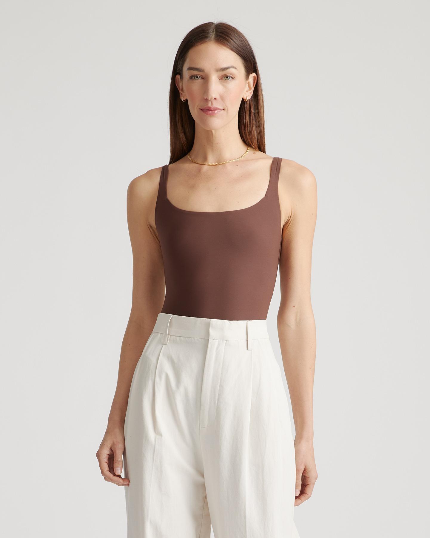 Quince | Women's Second Skin Square Neck Tank Top Bodysuit Size XL, Nylon/Spandex Product Image