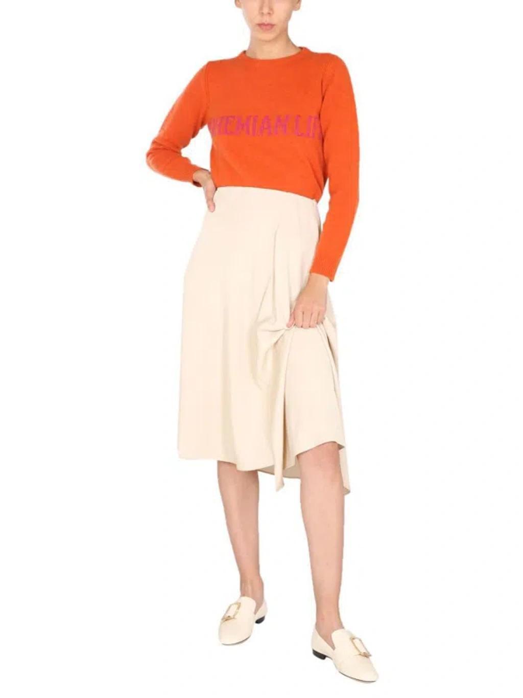 ALBERTA FERRETTI Bohemian Life Crewneck Sweater In Orange Product Image