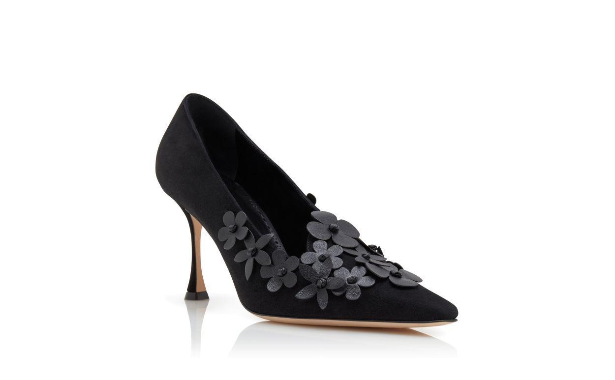 HARNECLO Black Suede Pointed Toe Pumps Product Image