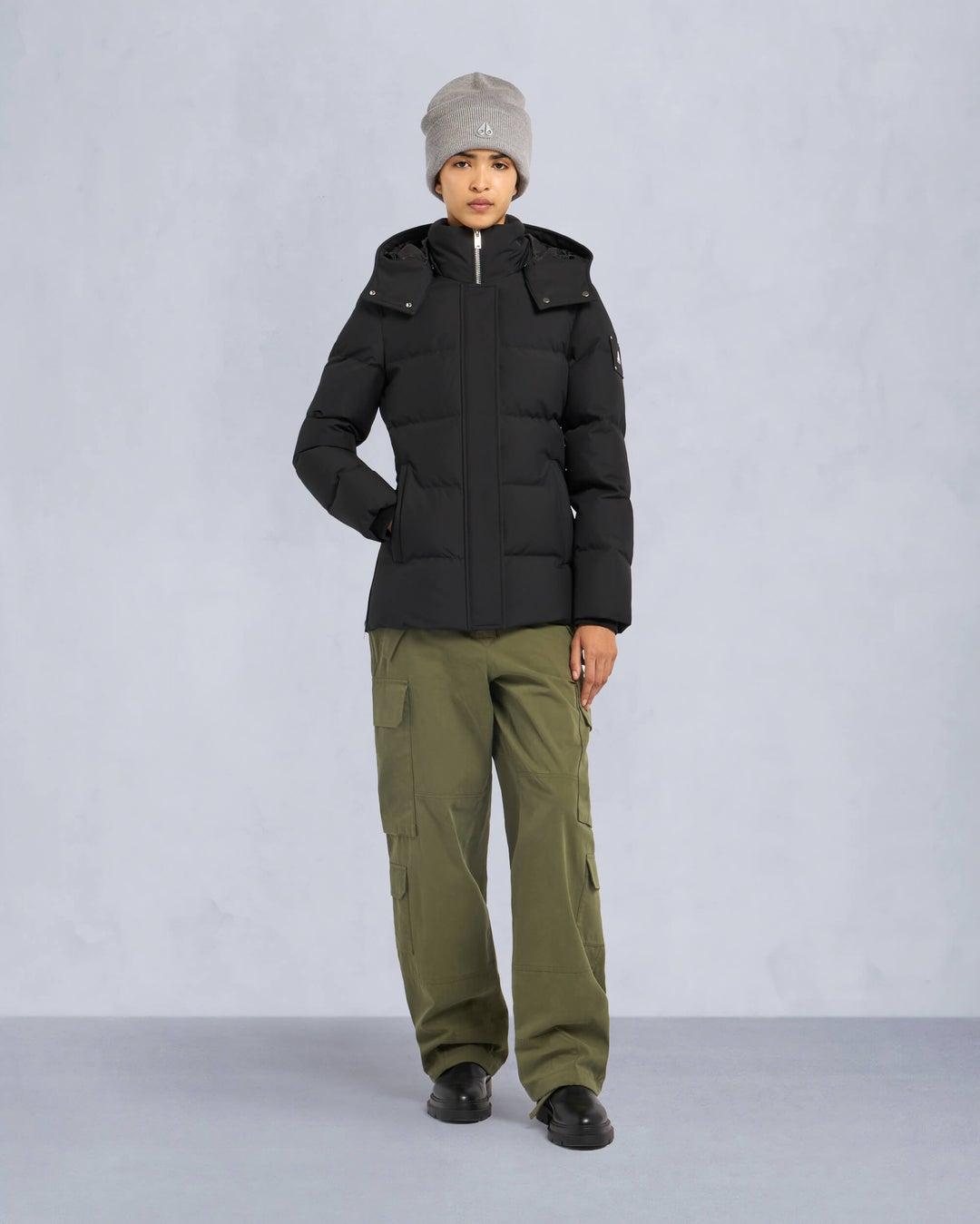 Moose Knuckles Womens Cloud 3Q Jacket in Black with Black Shearling Product Image