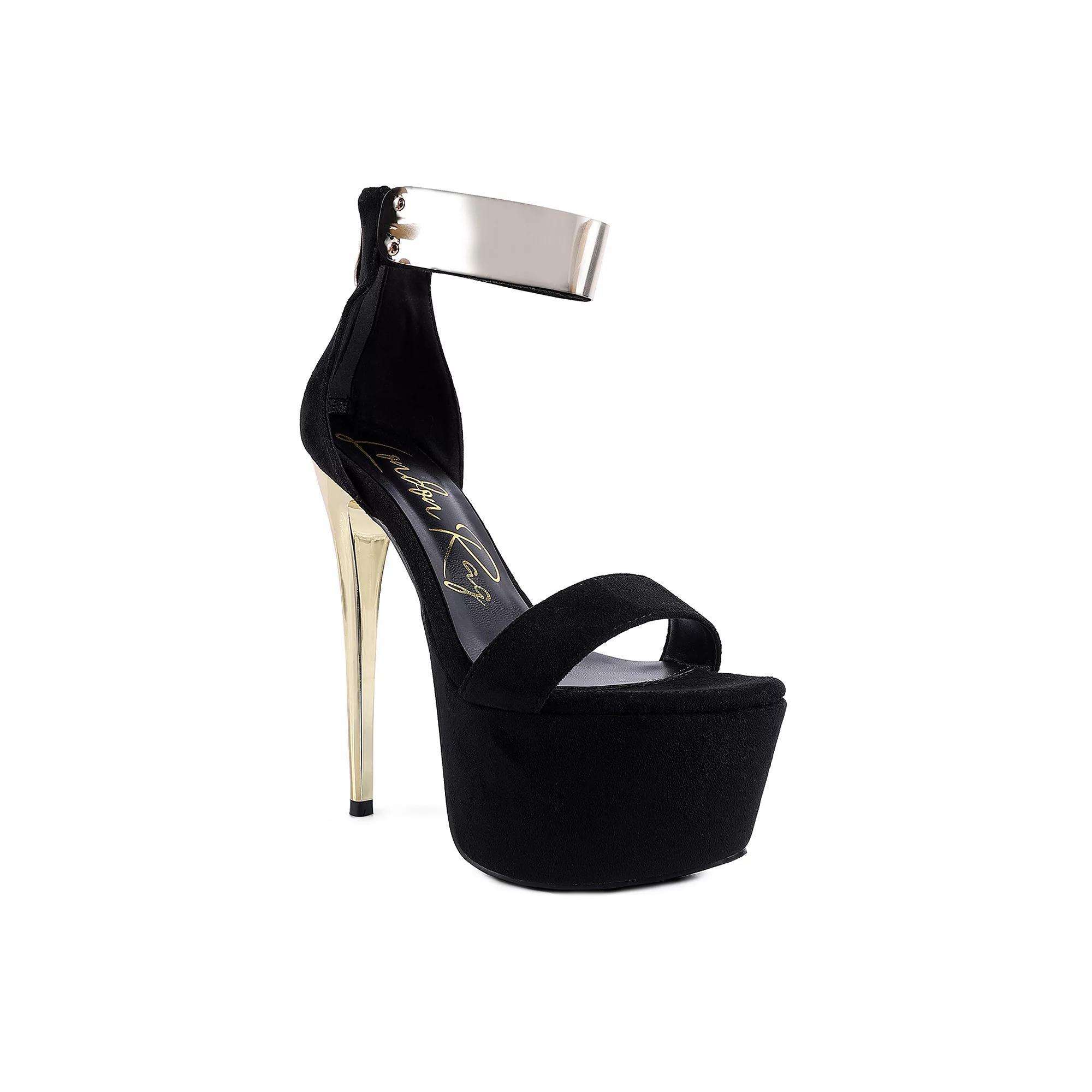 London Rag Cosmo Girl Women's Metal Band High Heel Sandals, Size: 8, Black Product Image