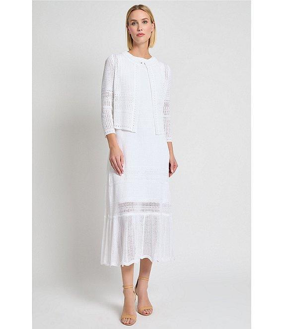 MISOOK Pointelle Knit Crew Neck Sleeveless Ruffle Hem Dress Product Image