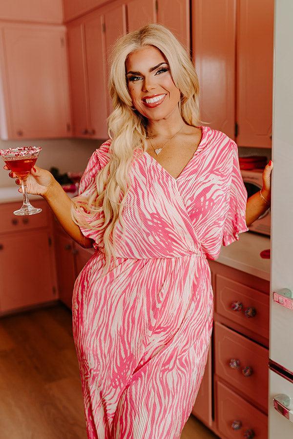 Peak Party Vibes Pleated Jumpsuit In Pink Curves Product Image