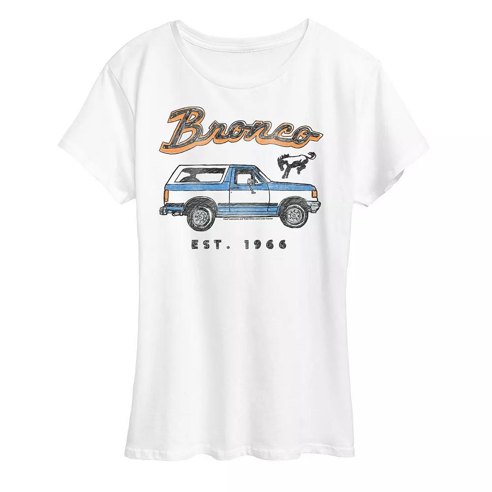 Women's Ford Bronco Est. 1966 Graphic Tee, Size: Medium, Grey Gray Product Image