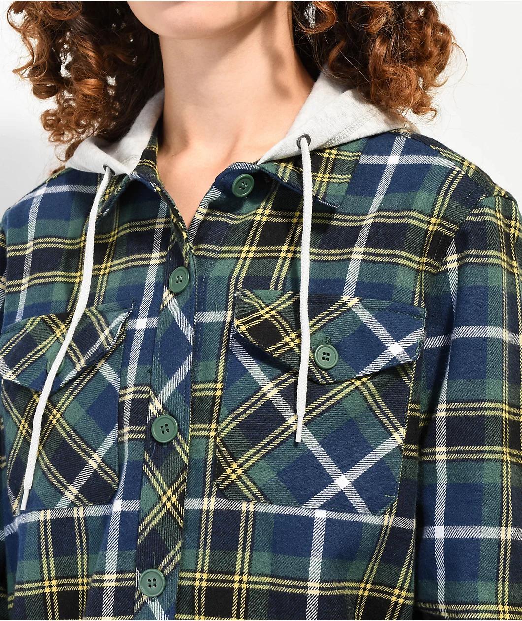 Empyre Holly Blue & Green Hooded Flannel Shirt Product Image