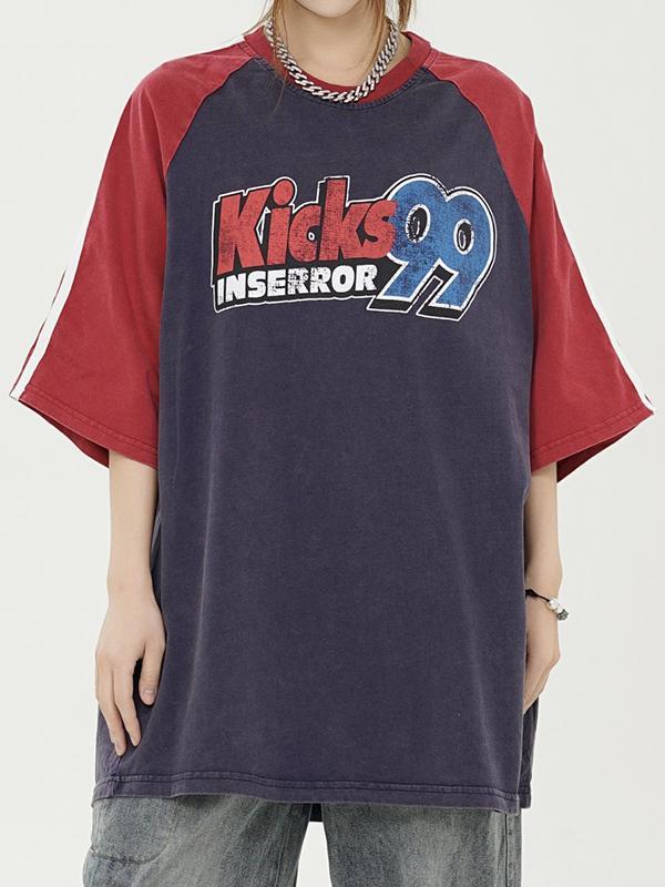 Raglan Sleeves Print Oversized Short Sleeve Tee Product Image