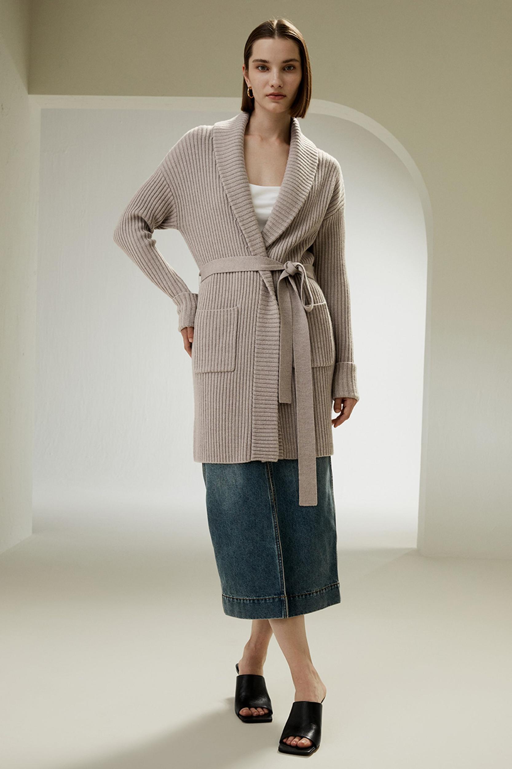 Merino Wool Shawl Collar Cardigan Product Image