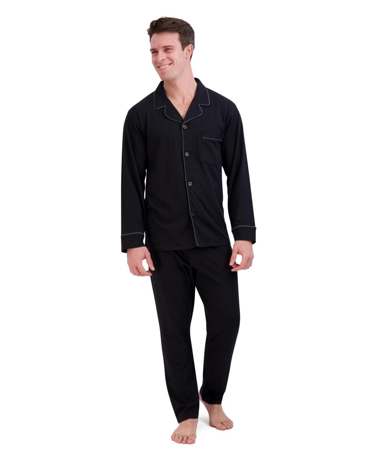 Men's Hanes® Knit Pajama Shirt & Pajama Pants Set, Size: XL, Black Product Image