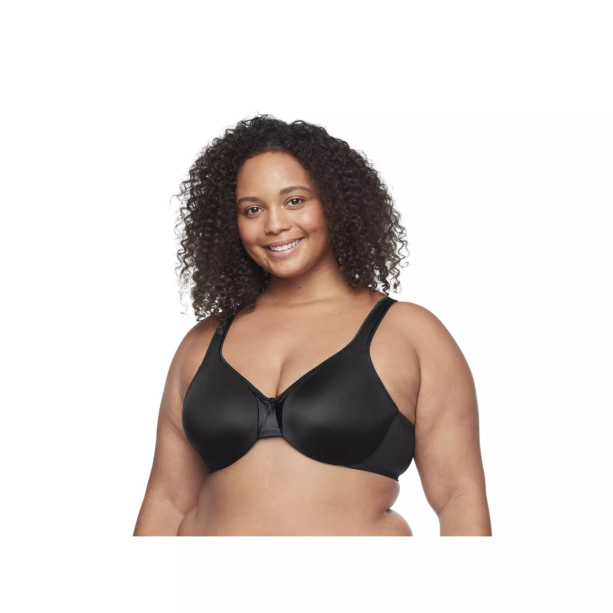 Warners Signature Support Cushioned Underwire Unlined Full-Coverage Bra 35002A, Women's, Size: 42 D, Black Product Image