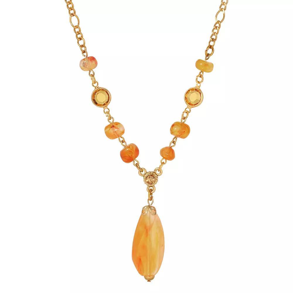 1928 Gold Tone Topaz Beaded Y Necklace, Womens, Beige Product Image