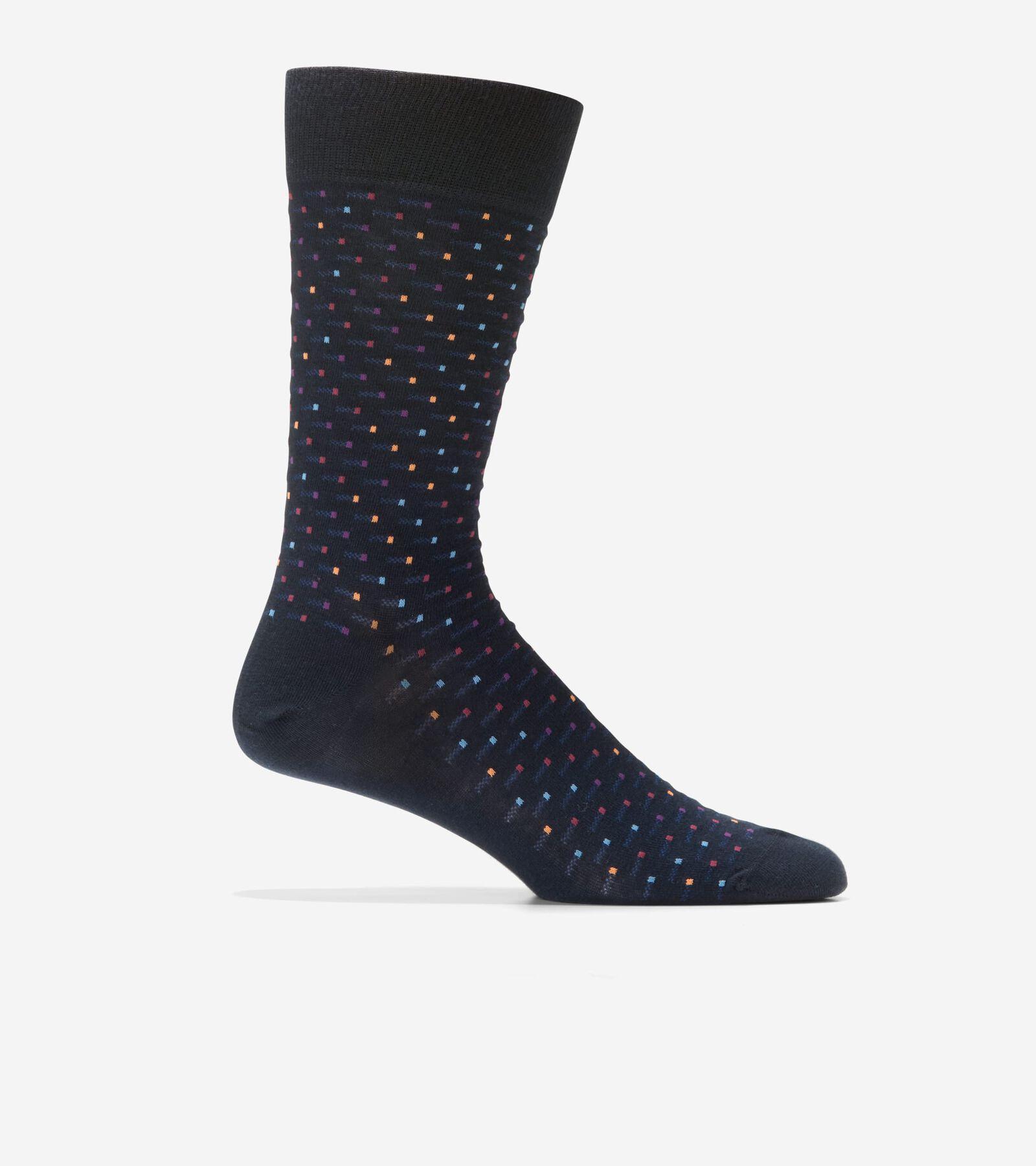 Men's Abstract Color Block Dress Crew Socks in Beige Or Khaki | Cole Haan Product Image