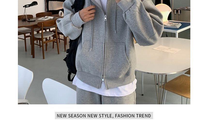 Plain Zip-Up Hoodie / High Waist Sweatpants Product Image