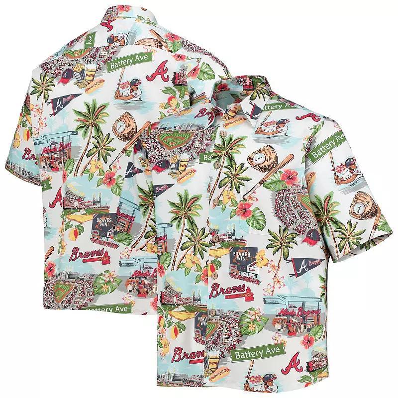 Men's Reyn Spooner White Atlanta Braves Scenic Button-Up Shirt, Size: Large Product Image