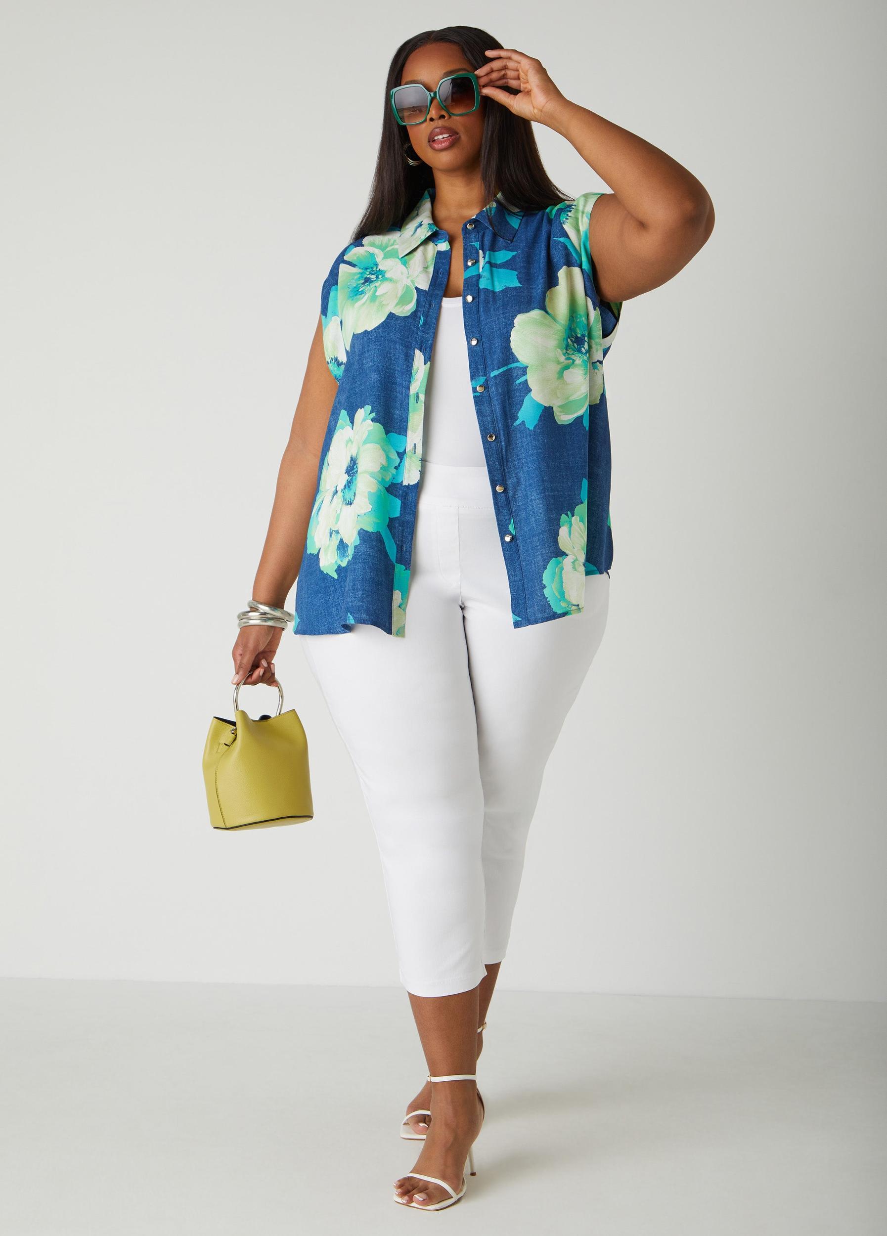 Floral Denim Print Shirt Product Image