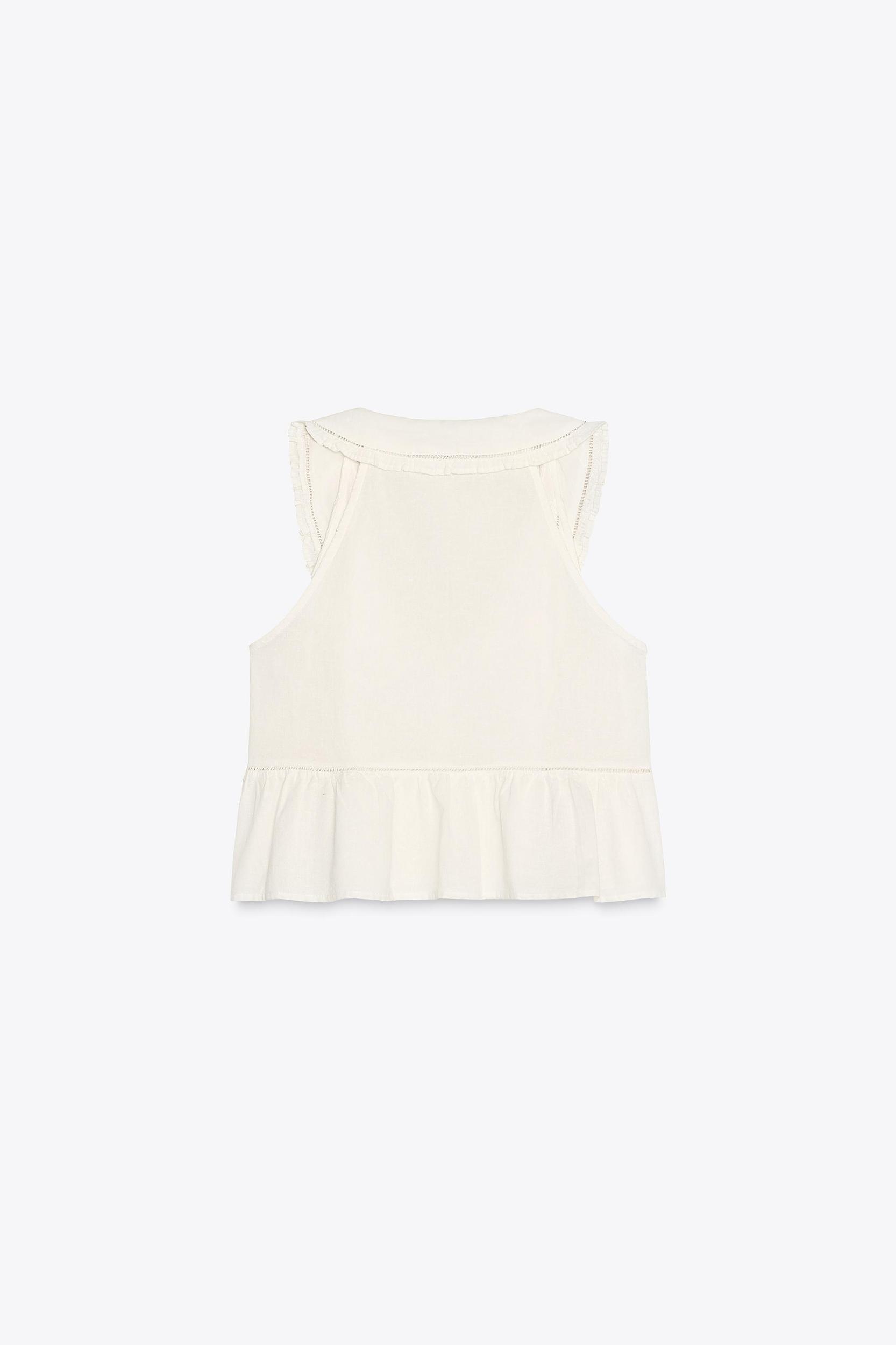 EMBROIDERED PETER PAN COLLAR TOP Product Image