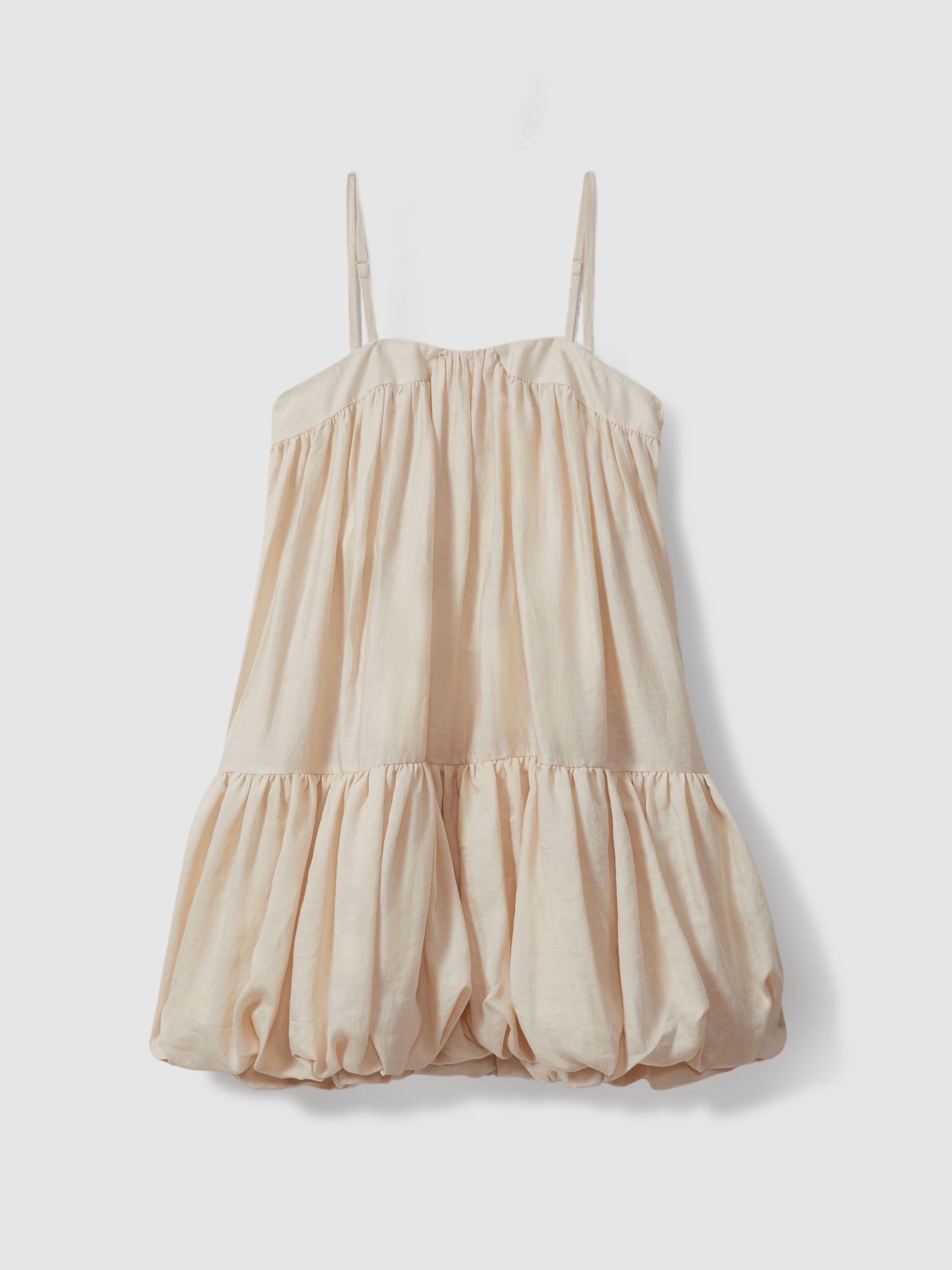 Bubble Hem Removable Strap Mini Dress in Cream Product Image