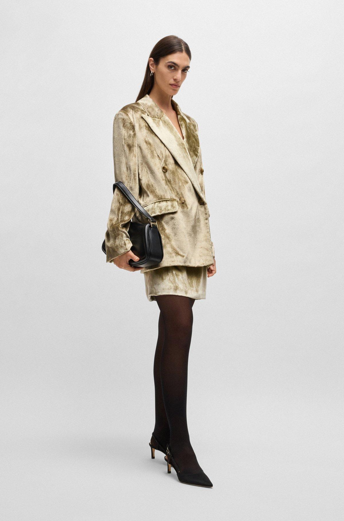 Oversize-fit double-breasted jacket in plush velvet Product Image