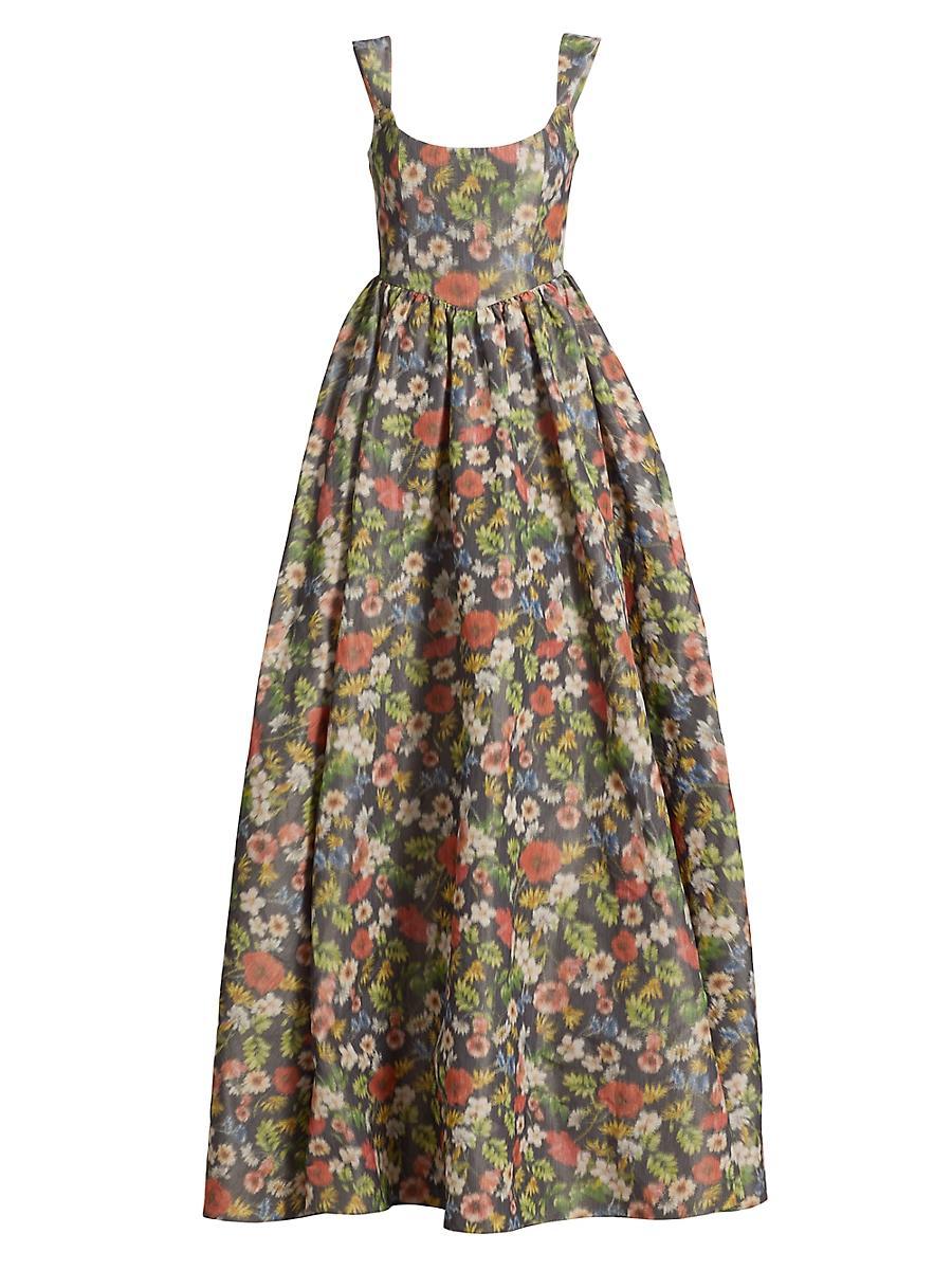 Womens Ophelia Ikat-Inspired Floral Ballgown Product Image