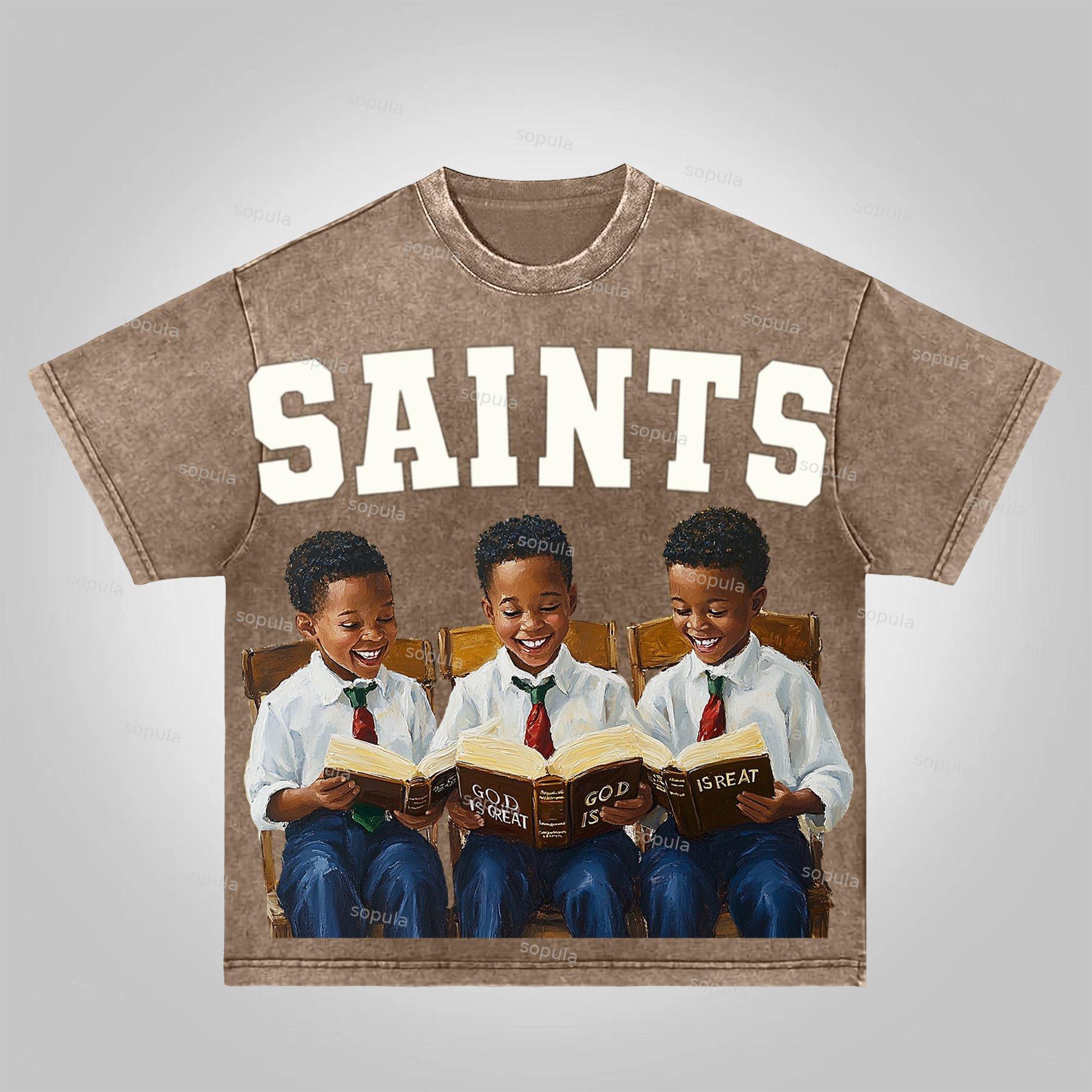Sopula Saints God Is Reat Graphics Acid Washed T-shirt Product Image
