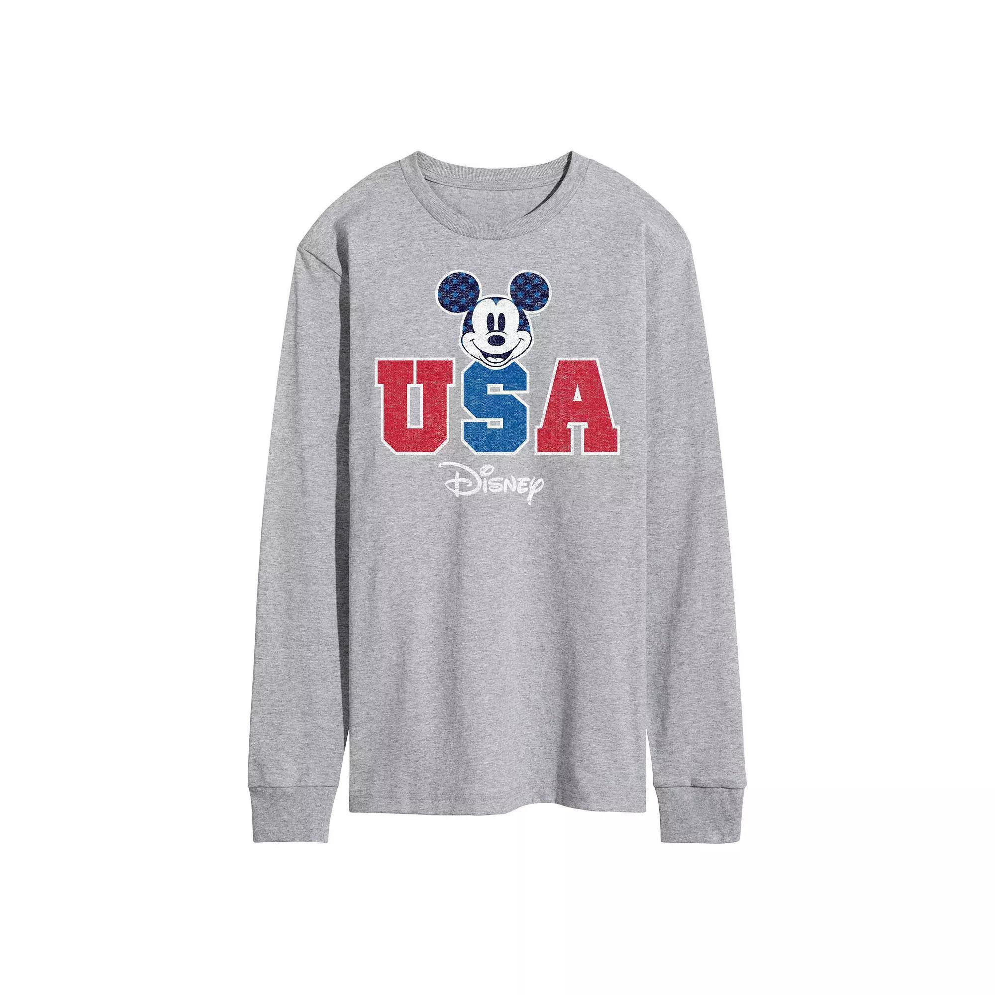 Disneys Mickey Mouse Mens USA Long Sleeve Graphic Tee Product Image