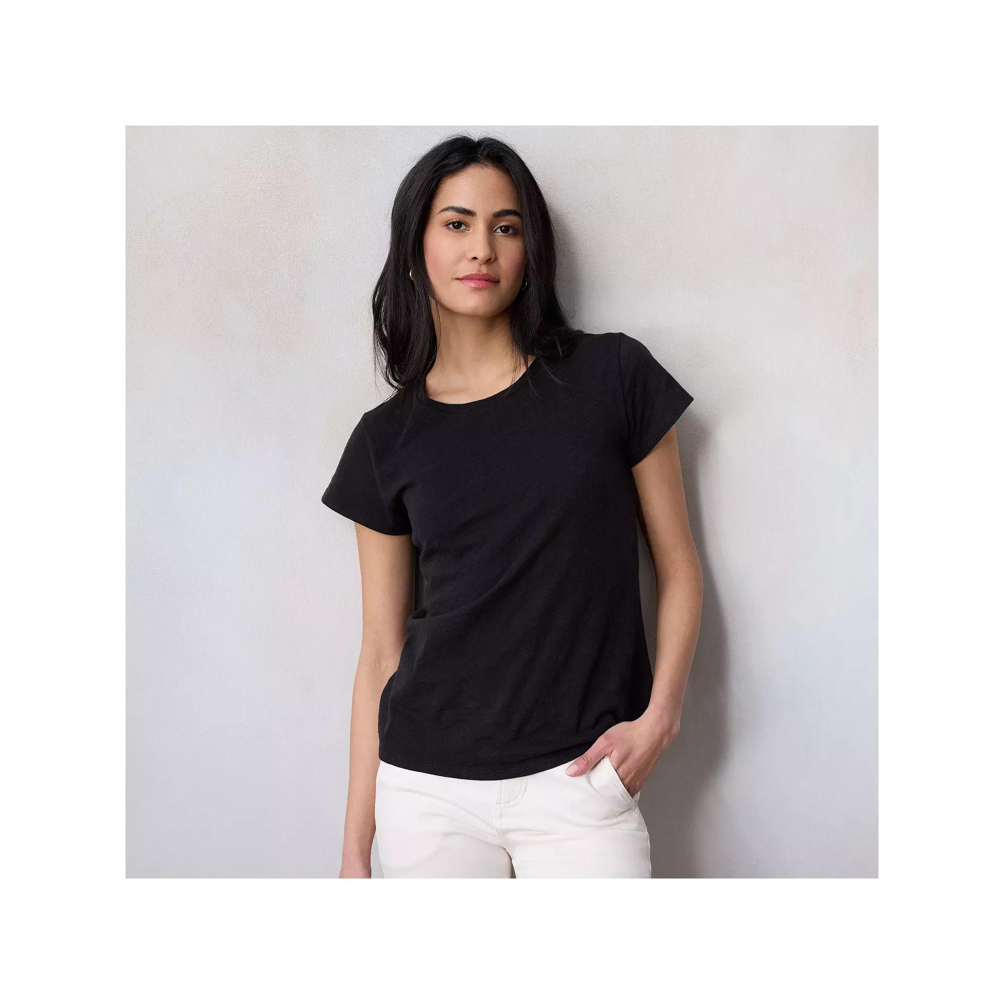 Women's LC Lauren Conrad Short Sleeve Crewneck Tee, Size: Medium, Black Ore Product Image