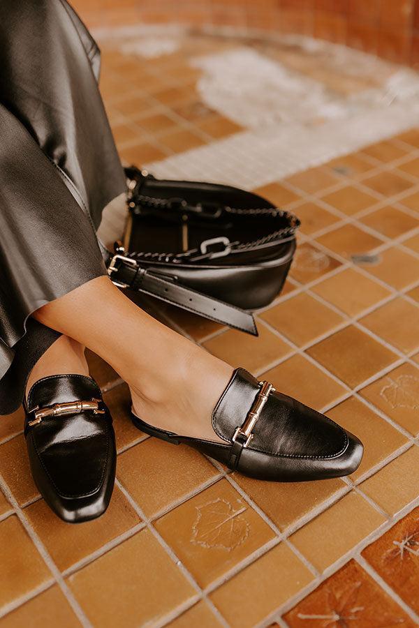 The Aubrey Faux Leather Mule Loafer in Black Product Image