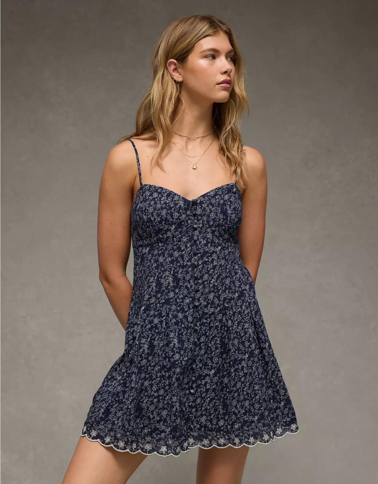 AE Sweetheart Button-Up Mini Dress Product Image