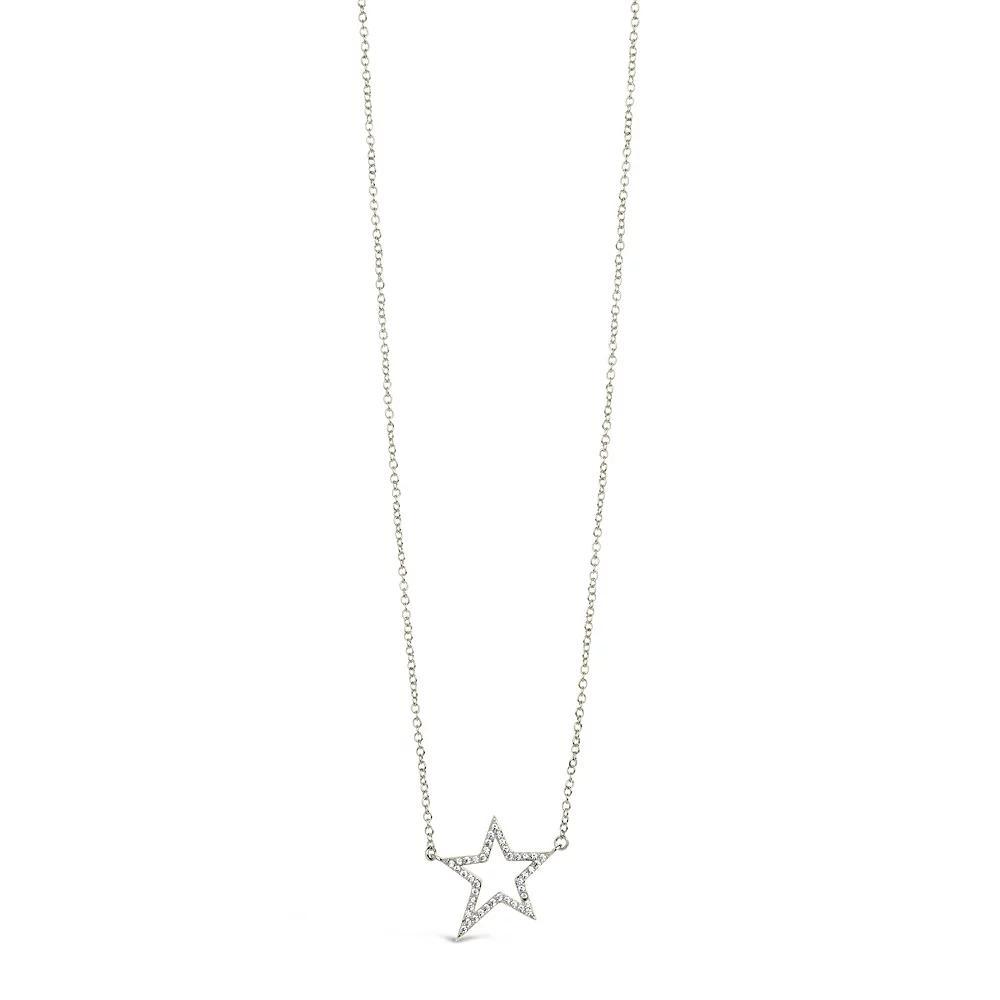 MC Collective Stationed Cubic Zirconia Star Outline Necklace, Women's, Size: 16-18" ADJ, Silver Tone Product Image