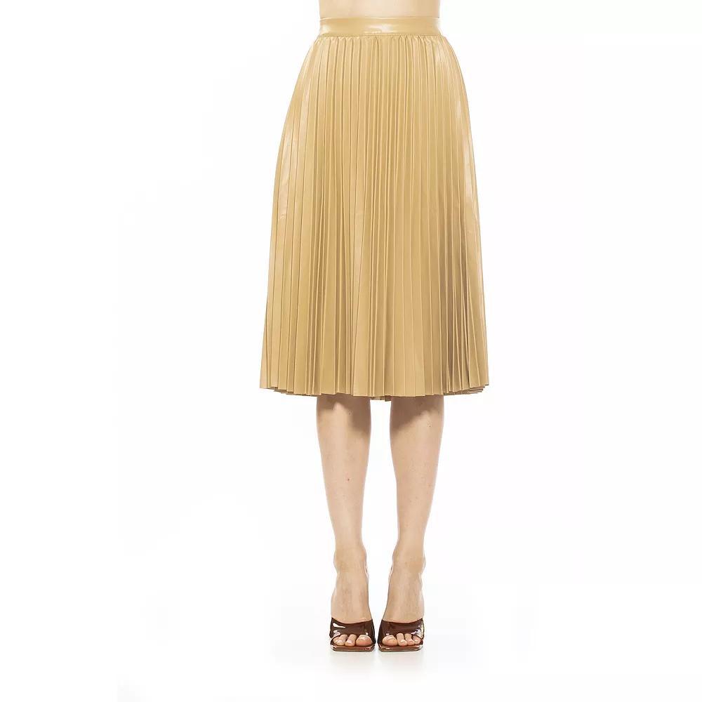Women's Alexia Admor Luca Leather Midi Skirt, Size: XS, Nude Product Image