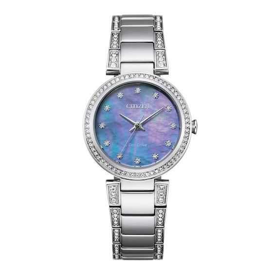 Citizen Womens Eco-Drive Silhouette Stainless Steel Crystal Accent Bracelet Watch Silver Product Image