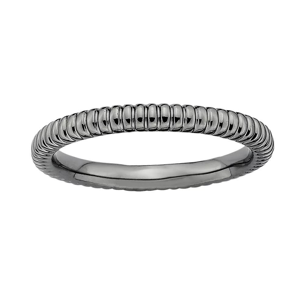 Stacks & Stones Ruthenium-Plated Sterling Silver Textured Stack Ring, Women's, Size: 5, Black Product Image