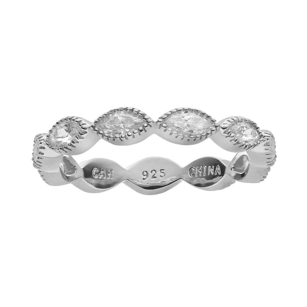 Sophie Miller Cubic Zirconia Sterling Silver Scalloped Ring, Women's, Size: 9, White Product Image