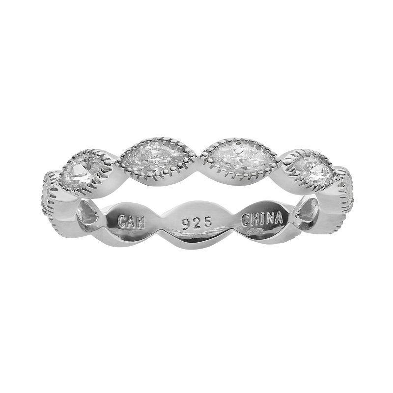 Sophie Miller Cubic Zirconia Sterling Silver Scalloped Ring, Women's, Size: 9, White Product Image