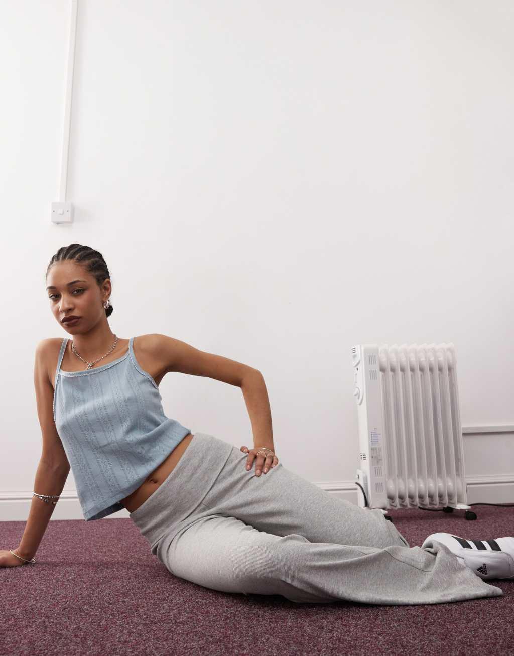 COLLUSION foldover waist ribbed flare yoga pant Product Image