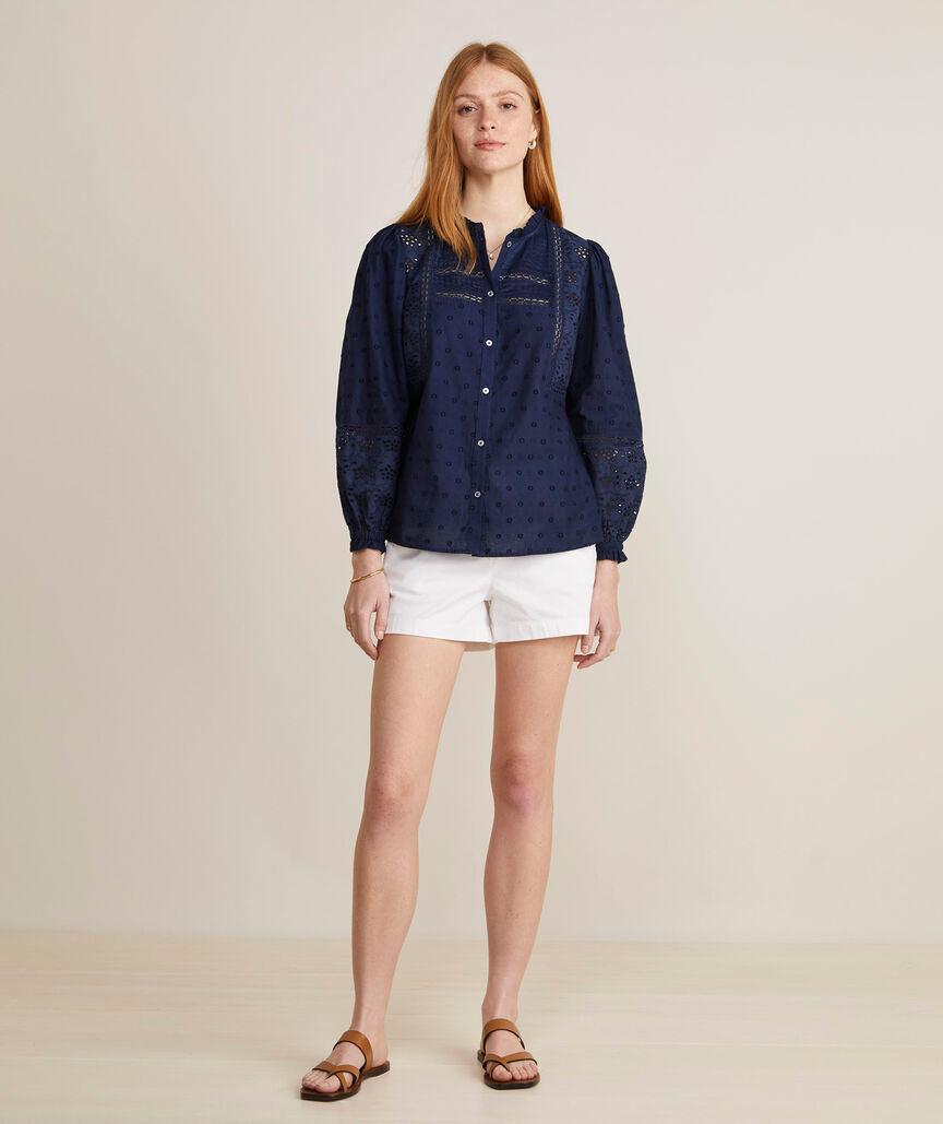 Eyelet Long-Sleeve Top Product Image