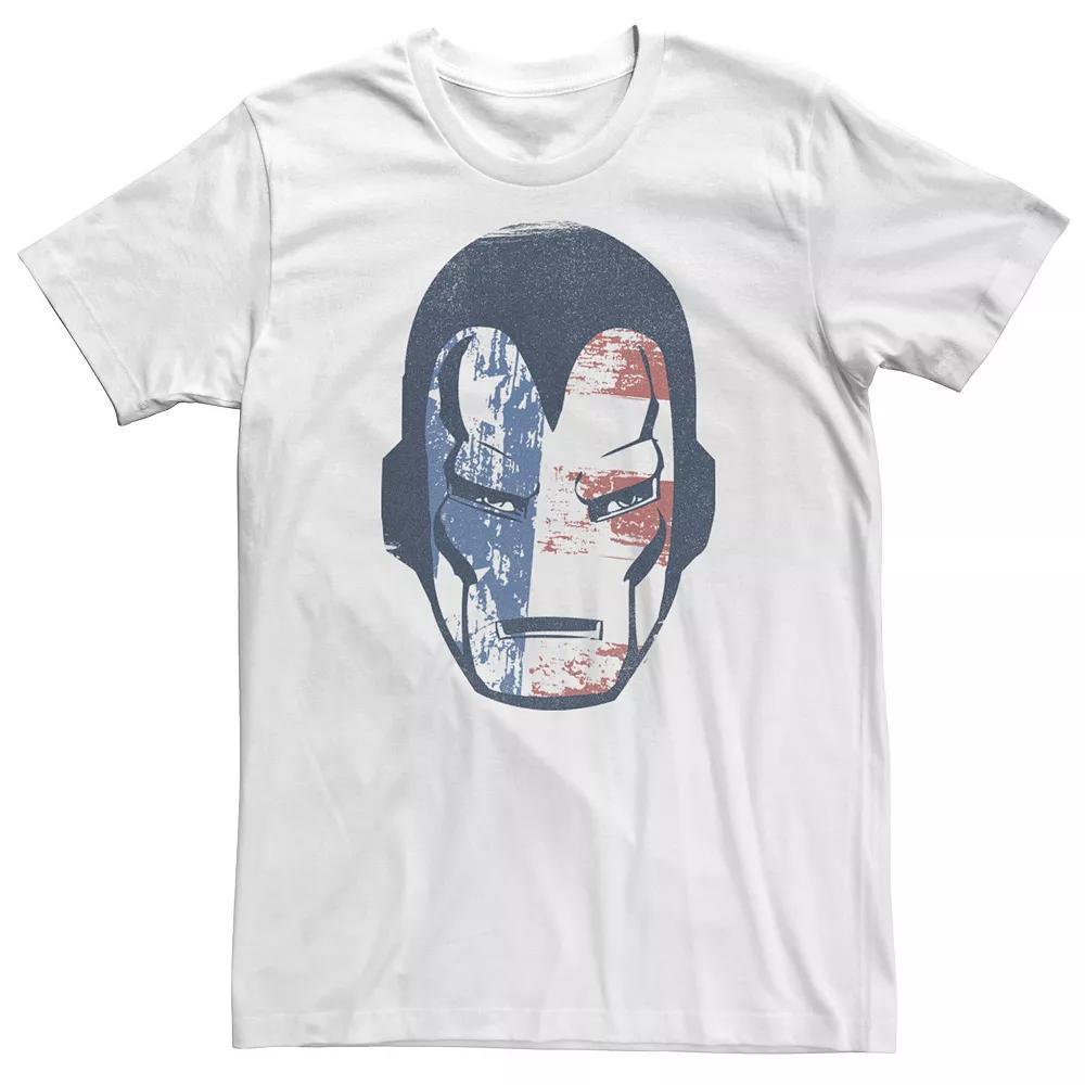 Big & Tall Marvel Iron Man American Flag Face Vintage Tee, Men's, Size: XL Tall, White Product Image