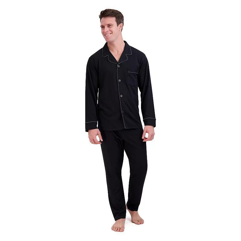 Men's Hanes® Knit Pajama Shirt & Pajama Pants Set, Size: XL, Black Product Image