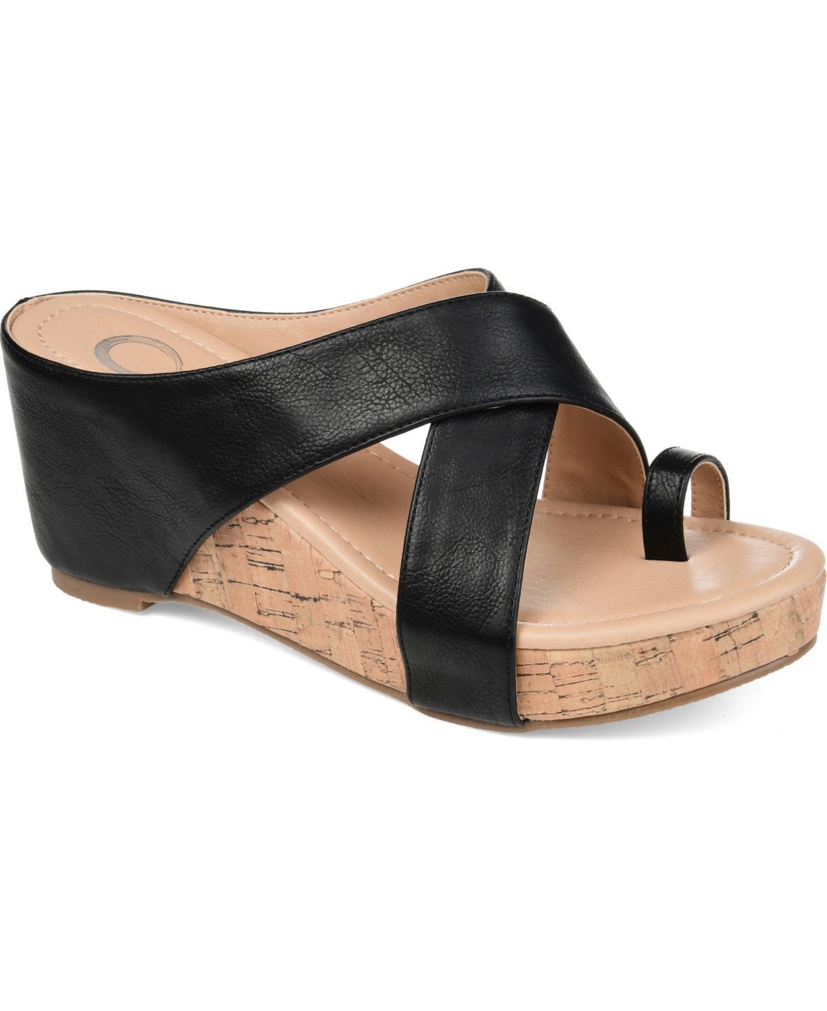 Journee Rayna Womens Wedge Sandals Blue Product Image