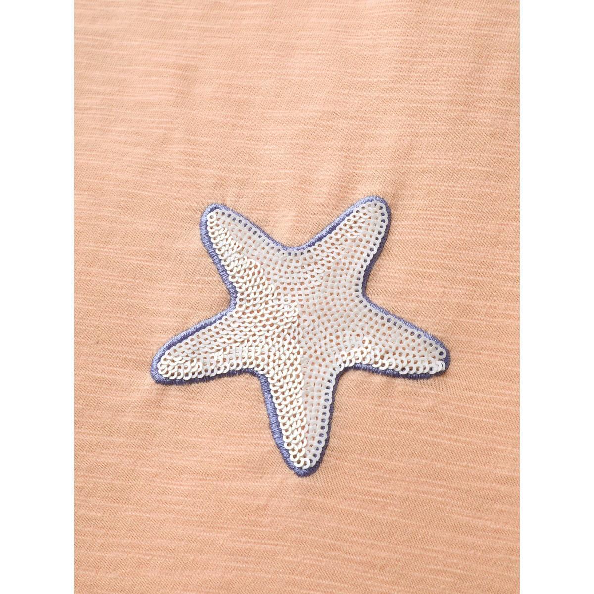 Plus Size Seashells Sequin Plain Tank Top Women Lightorange Embroidered V-neck Vacation Tank Tops Camis BloomChic 18-20/2X Product Image