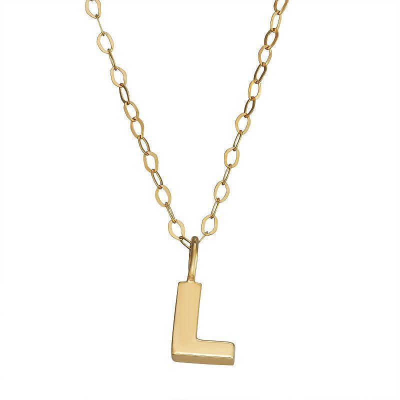 10K Gold Initial Pendant on 14K Gold Filled Chain, Womens Product Image