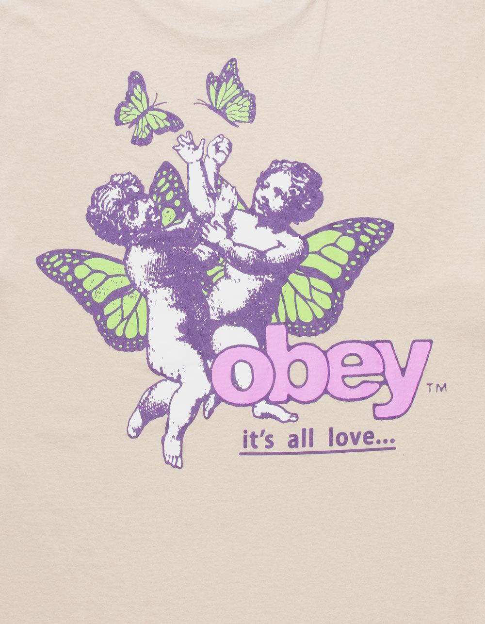 OBEY Cherub & Butterflies Mens Tee - PUTTY Product Image