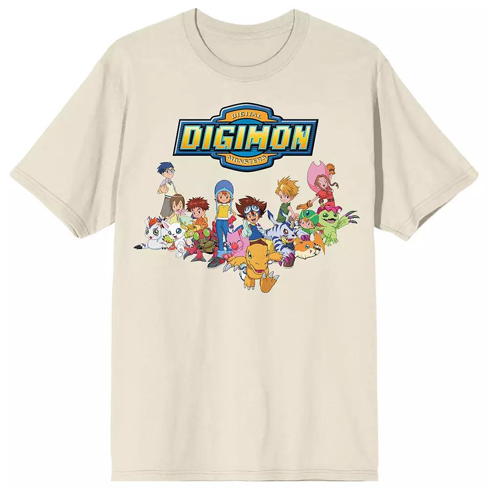 Mens Digimon Main Characters Graphic Tee Beig Green Product Image