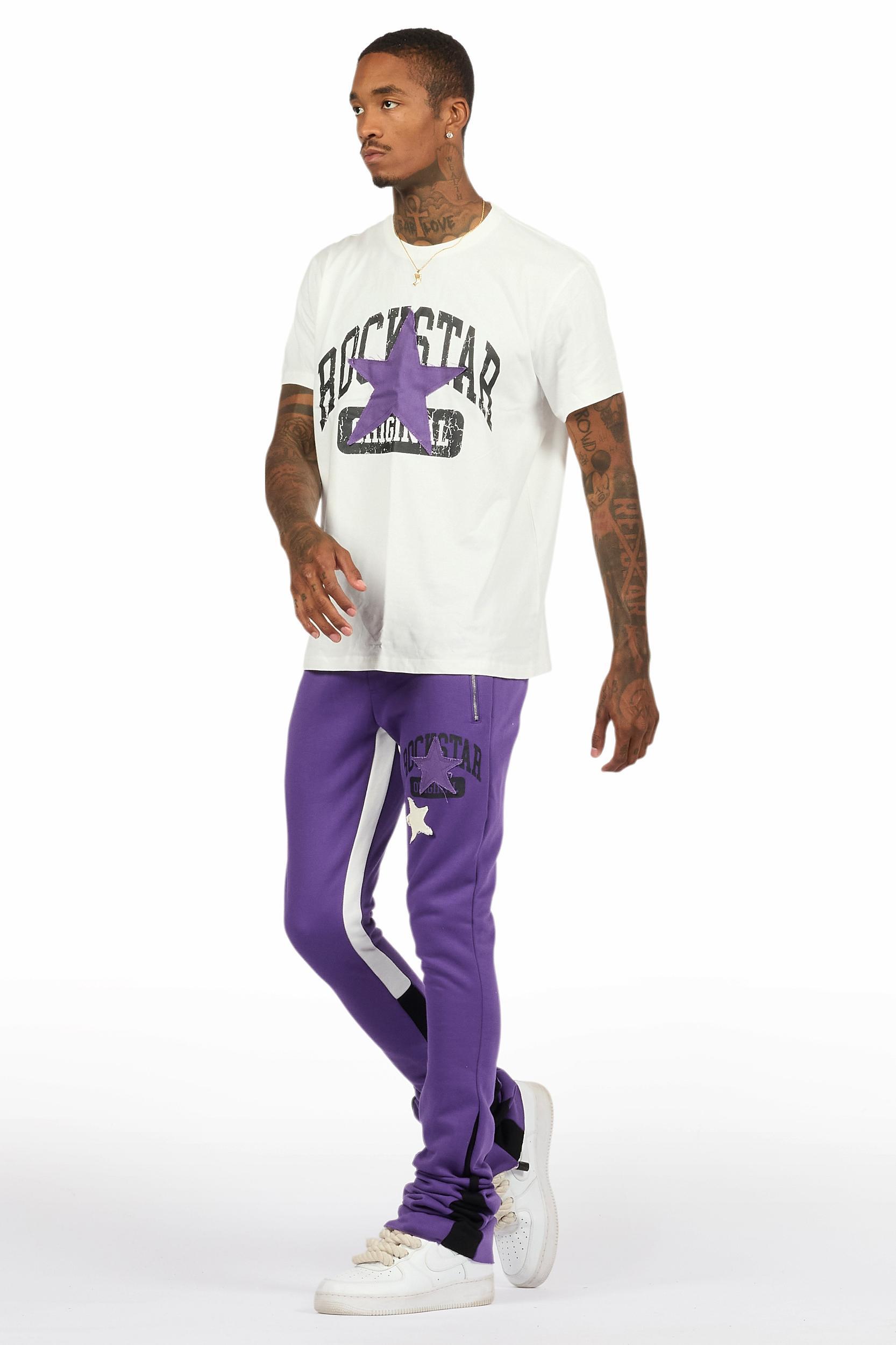 Mallor Purple/White T-Shirt/Stacked Track Set Male Product Image