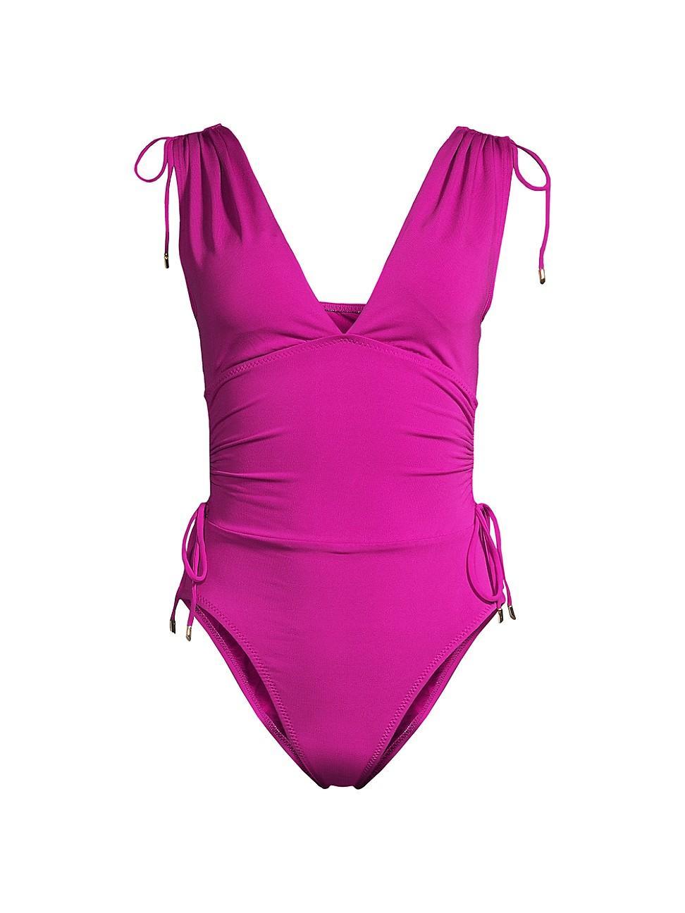Womens Aubrey Plunging V-Neck One-Piece Swimsuit Product Image
