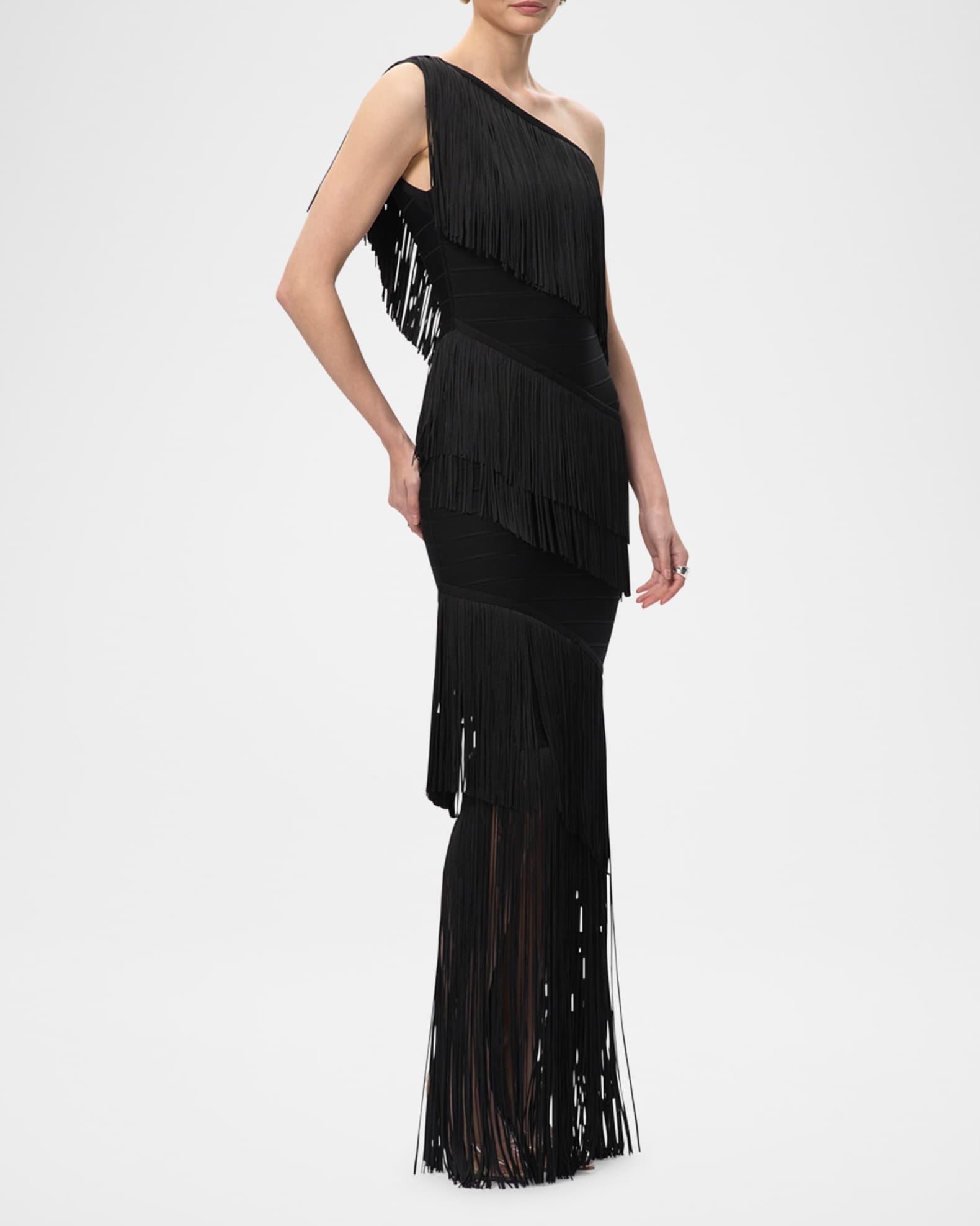 The Eleanor One-Shoulder Fringe Gown Product Image