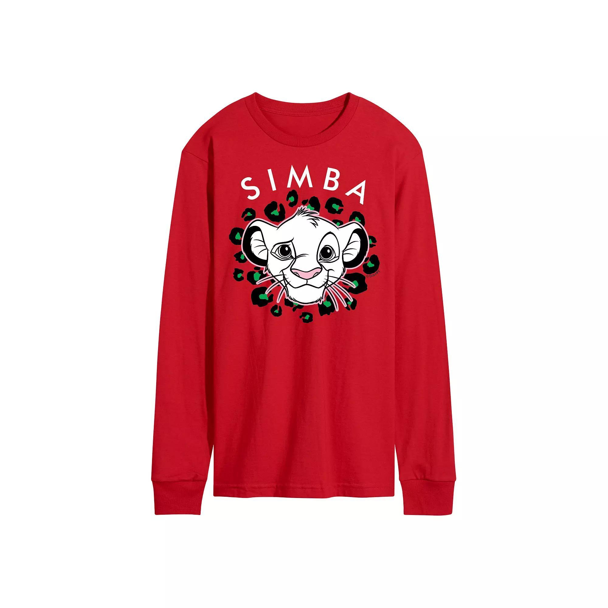 Disneys The Lion King Simba Mens Long Sleeve Graphic Tee Grey Gray Product Image
