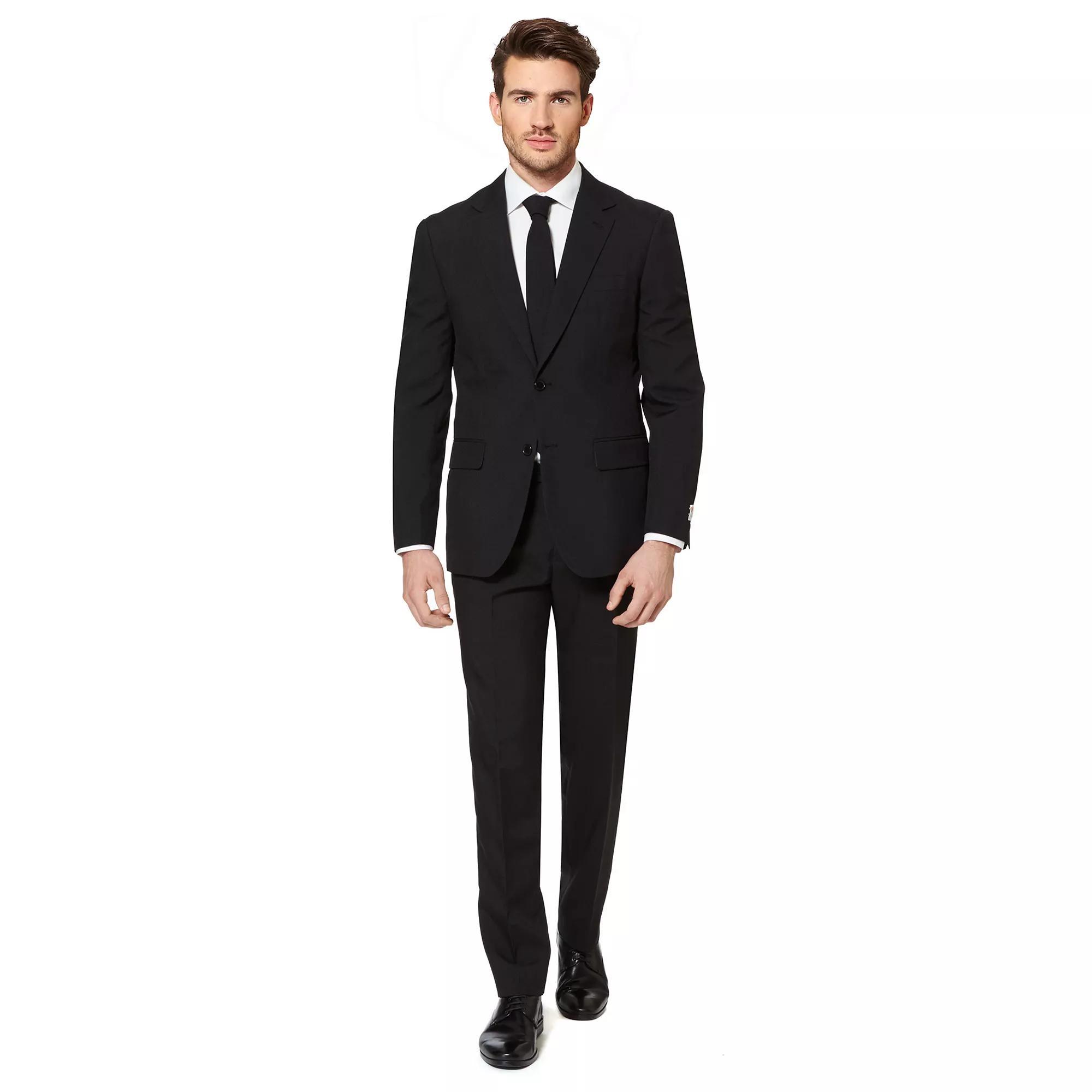 Men's OppoSuits Slim-Fit Solid Suit & Tie Set, Size: 40 - Regular, Black Product Image