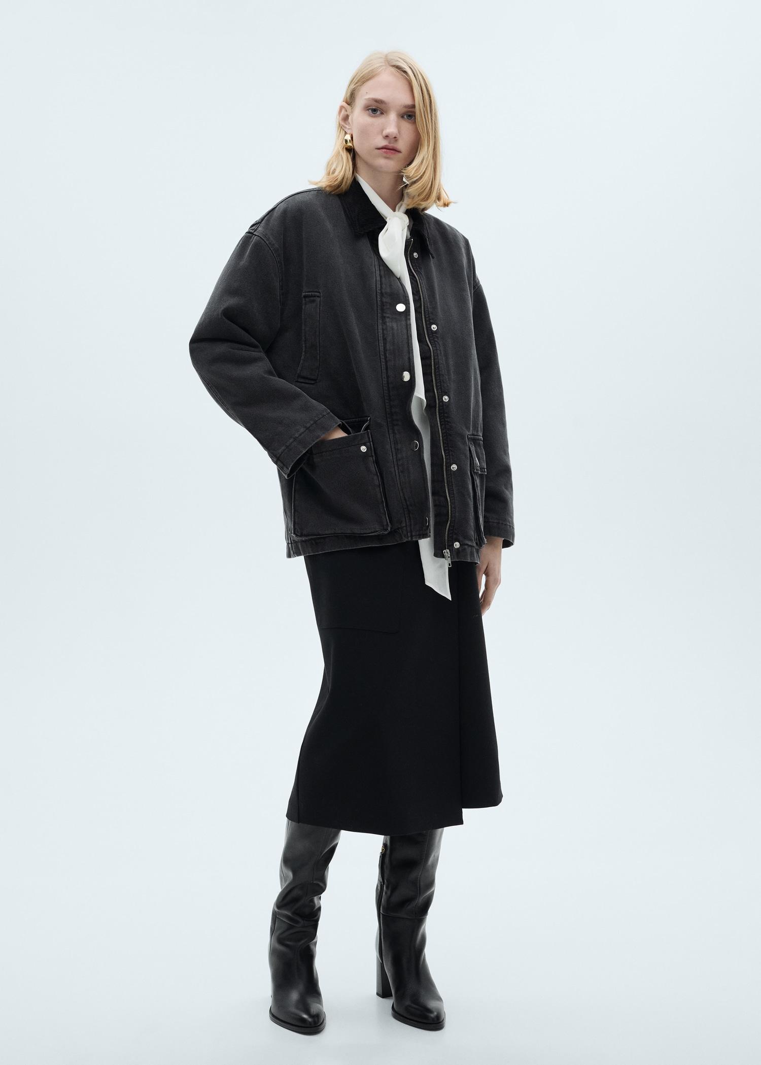 Jacket with corduroy collar pockets - Women | MANGO USA Product Image