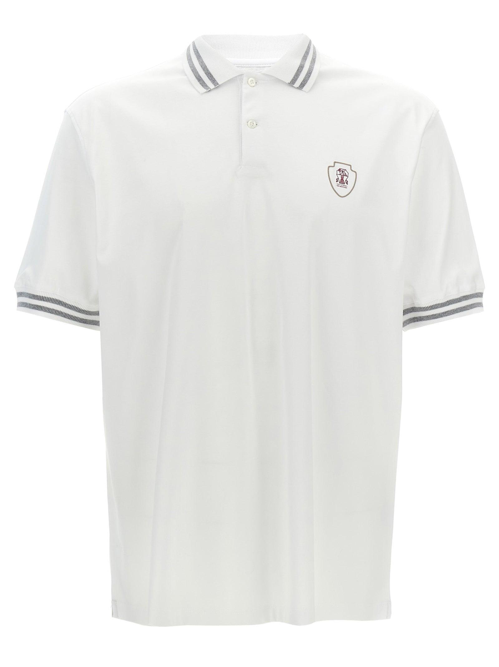BRUNELLO CUCINELLI Logo Polo Shirt In White Product Image